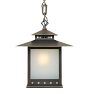 Vintage Prairie-Stye Lantern Pendant with Etched Glass Panels