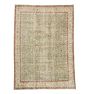Vintage Turkish Hand-Knotted Rug in Sage and Red, 8'x11'