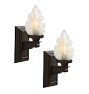 Pair of Antique Classical Revival Sconces with Frosted Flame Shades