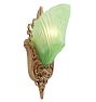 Vintage Art Deco Green Slipper Shade Sconce with Hand-Painted Polychrome Highlights