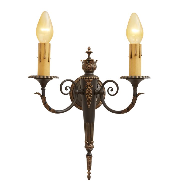 Finely Cast Antique Brass Classical Revival Candle Sconce