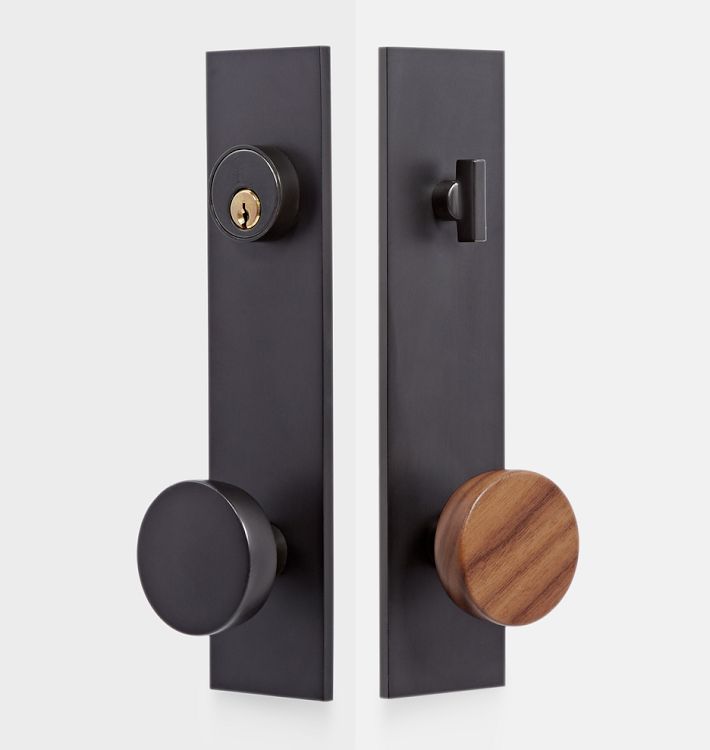 Tumalo Walnut Knob Exterior Door Hardware Tube Latch Set, Oil-Rubbed Bronze 2.375" Standard