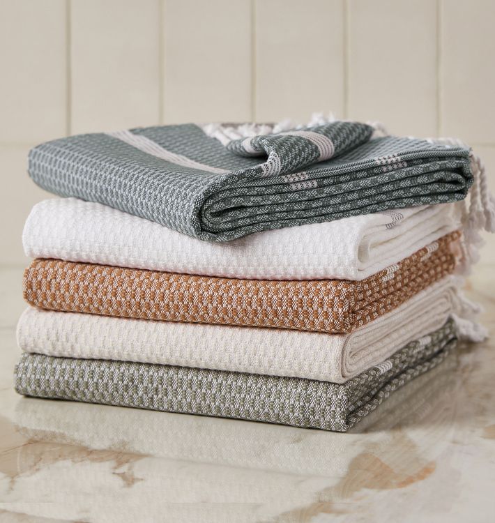 Pebbled Organic Turkish Cotton Bath &amp; Hand Towels