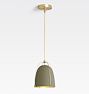 Haleigh 8" Pendant, Metal Shade - Brushed Satin - Matte Moss with Brass Interior Shade - 30 " Length - No Vault Mount