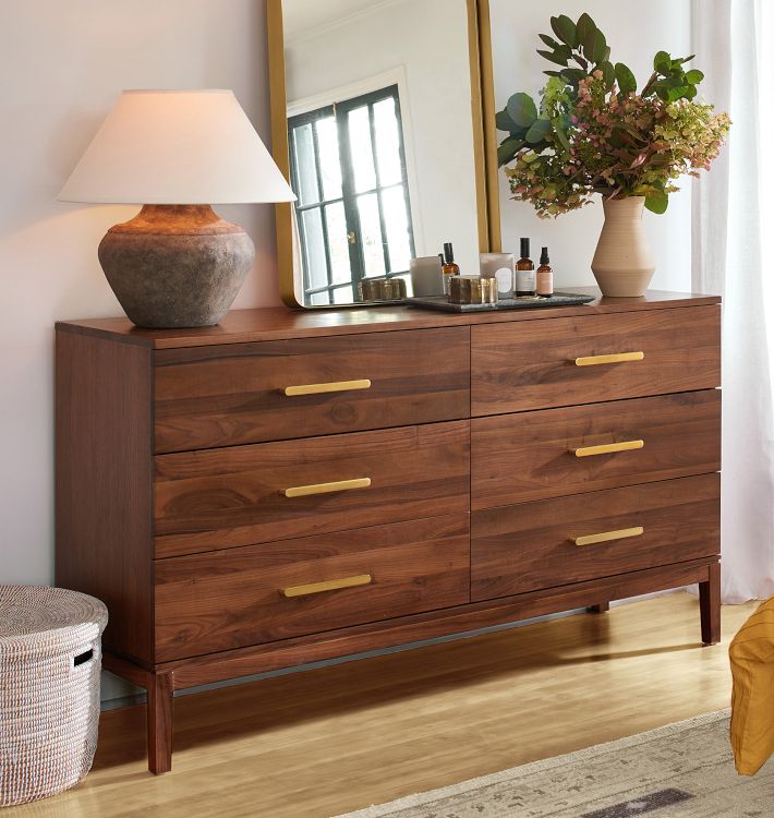 Hosford Walnut 63&quot; 6-Drawer Dresser