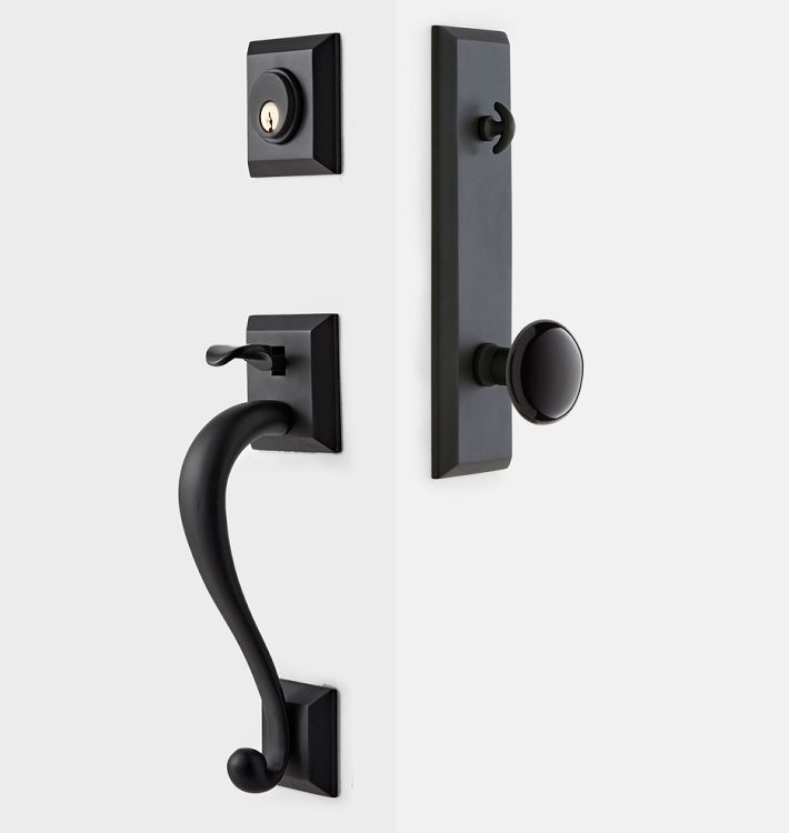 Coleman Black Porcelain Knob Exterior Door Hardware Tube Latch Set