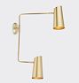 Cypress Double Swing-Arm Sconce, Brushed Satin - Brushed Satin Brass Shade