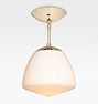 Oswego 9" Semi-Flush Mount, Lacquered Brass - Opal Glass Shade - No Vault Mount