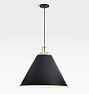 Butte 24" Cone Pendant, 24" Matte Black Butte Cone Shade - 46" Length