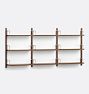 Hart Modular Walnut 3-Shelf Triple Shelving Unit, 24 inch - Aged Brass