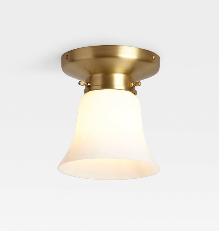 Foster 2-1/4" Fitter Flush Mount, Aged Brass - Opal Bell Shade