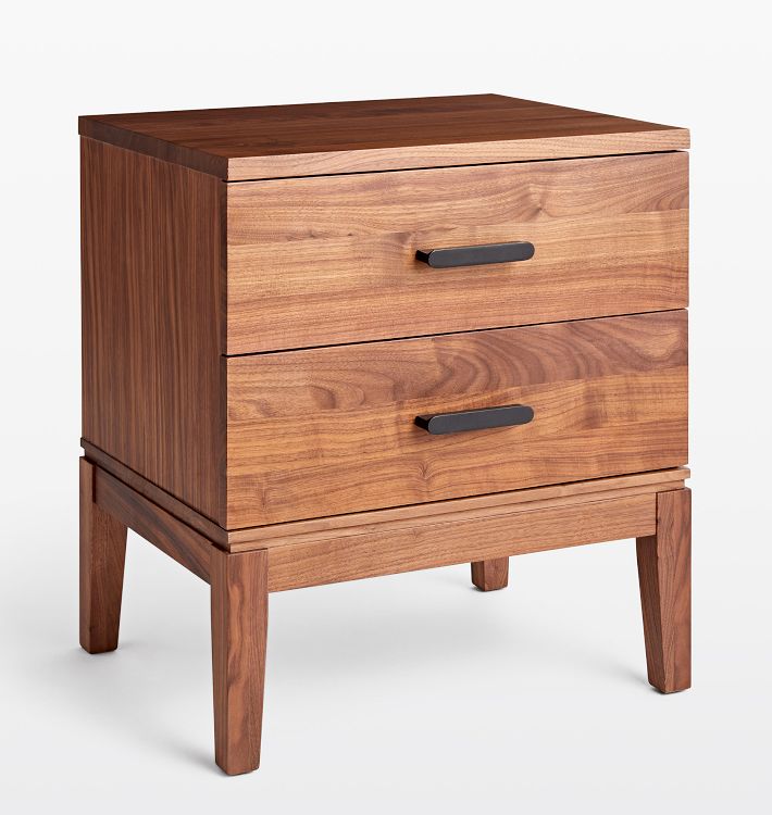 Hosford Walnut 2-Drawer Nightstand - Bowman Oil-Rubbed Bronze Hardware