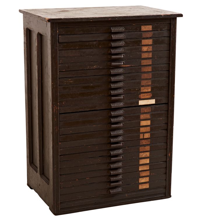 25-Drawer Hamilton Type Cabinet