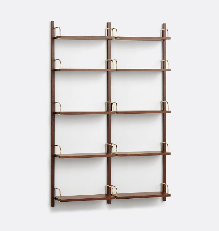 Hart Modular Walnut Shelving Unit Set Of 2, 24 inch - Aged Brass