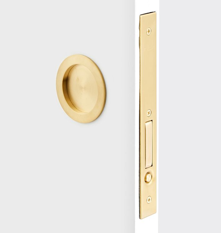 Tryon Passage Pocket Door Set - Aged Brass