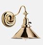 Ford's Mill 2-1/4" Fitter Swing-Arm Sconce, Unlacquered Brass - Unlacquered Brass with Brass Reflector Cone Shade