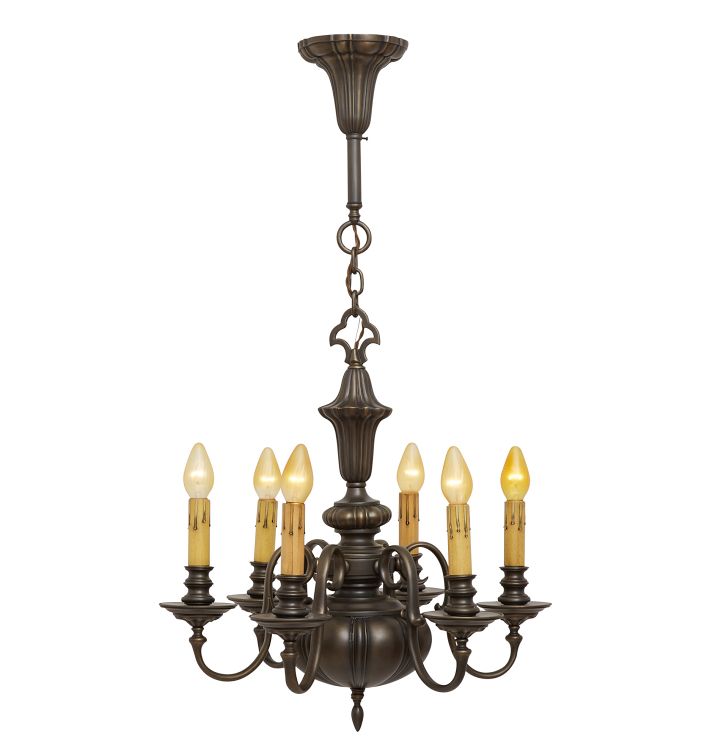 Vintage Sheffield-Style 6-Light Candle Chandelier