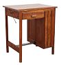 Vintage Oak Adjustable Drafting Desk with Vertical Storage