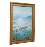 Oil on Canvas Alpine Lake Scene with Carved Frame