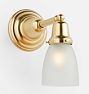 Rose City 2-1/4" Fitter Sconce, Aged Brass - No Switch - Etched Plain Shade