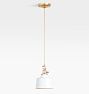 Fairview Traditional Pendant, Aged Brass - 8" Matte White Cylinder Shade with Brushed Brass Interior - 28" Length