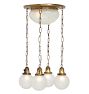 Antique Classical Revival Flush Mount with Wheel-Cut Globe and Satellite Shades