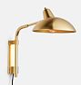 Brendle Swing-Arm Plug-In Sconce, Aged Brass