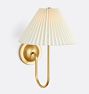 Crissey Sconce, Aged Brass - White Spider-Pleated Slope-Shade