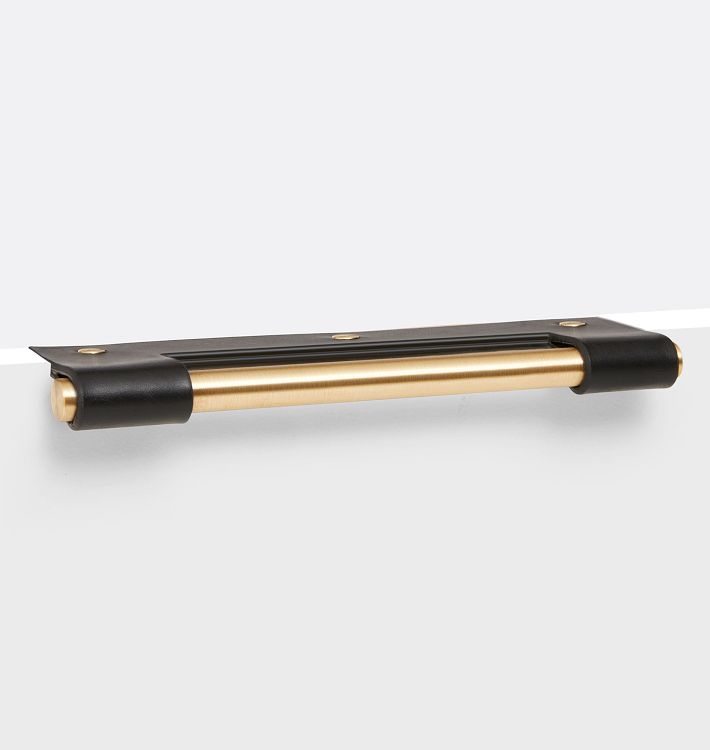 Exposed Leather Edge Pull - Black Brass