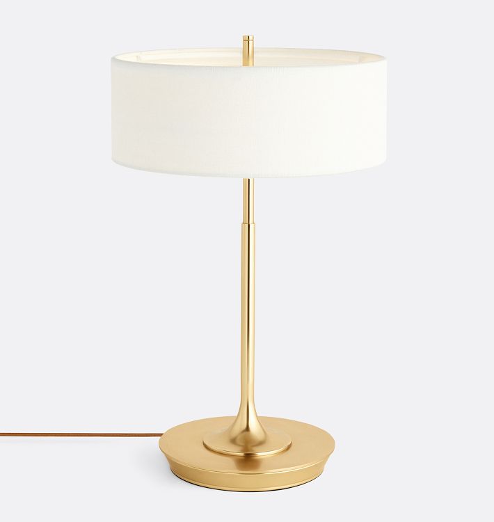 Pepin Table Lamp - Antique Brass - White Linen Shade - Diffusor