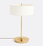 Pepin Table Lamp - Antique Brass - White Linen Shade - Diffusor