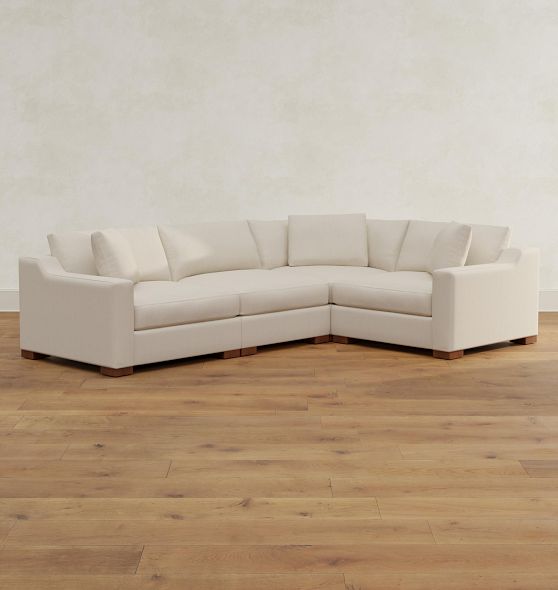 Sublimity 3 Piece Arm Sofa with Wedge Corner Right Arm Sectional Classic Bench Cushion Performance Everyday Linen Graphite