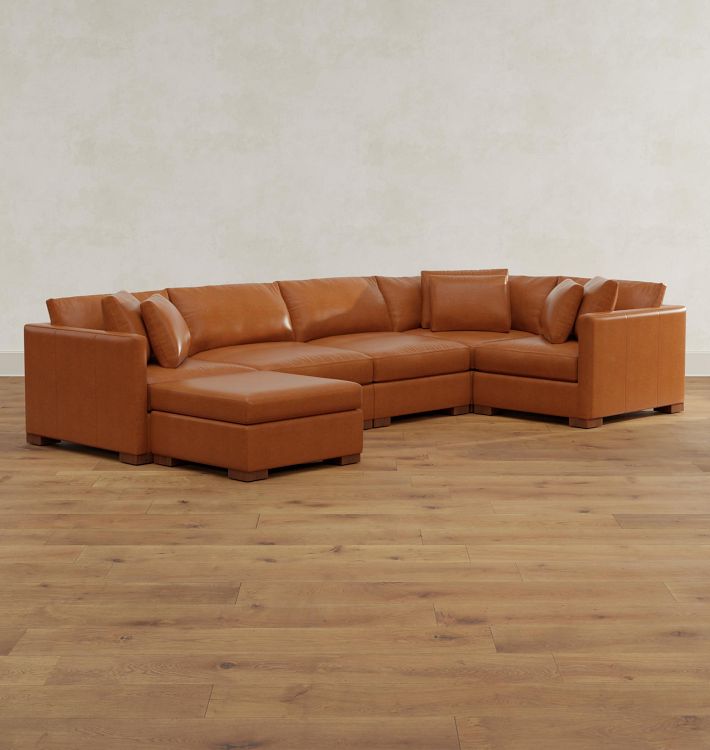 Wrenton Leather 6-Piece Sectional Sofa with Ottoman