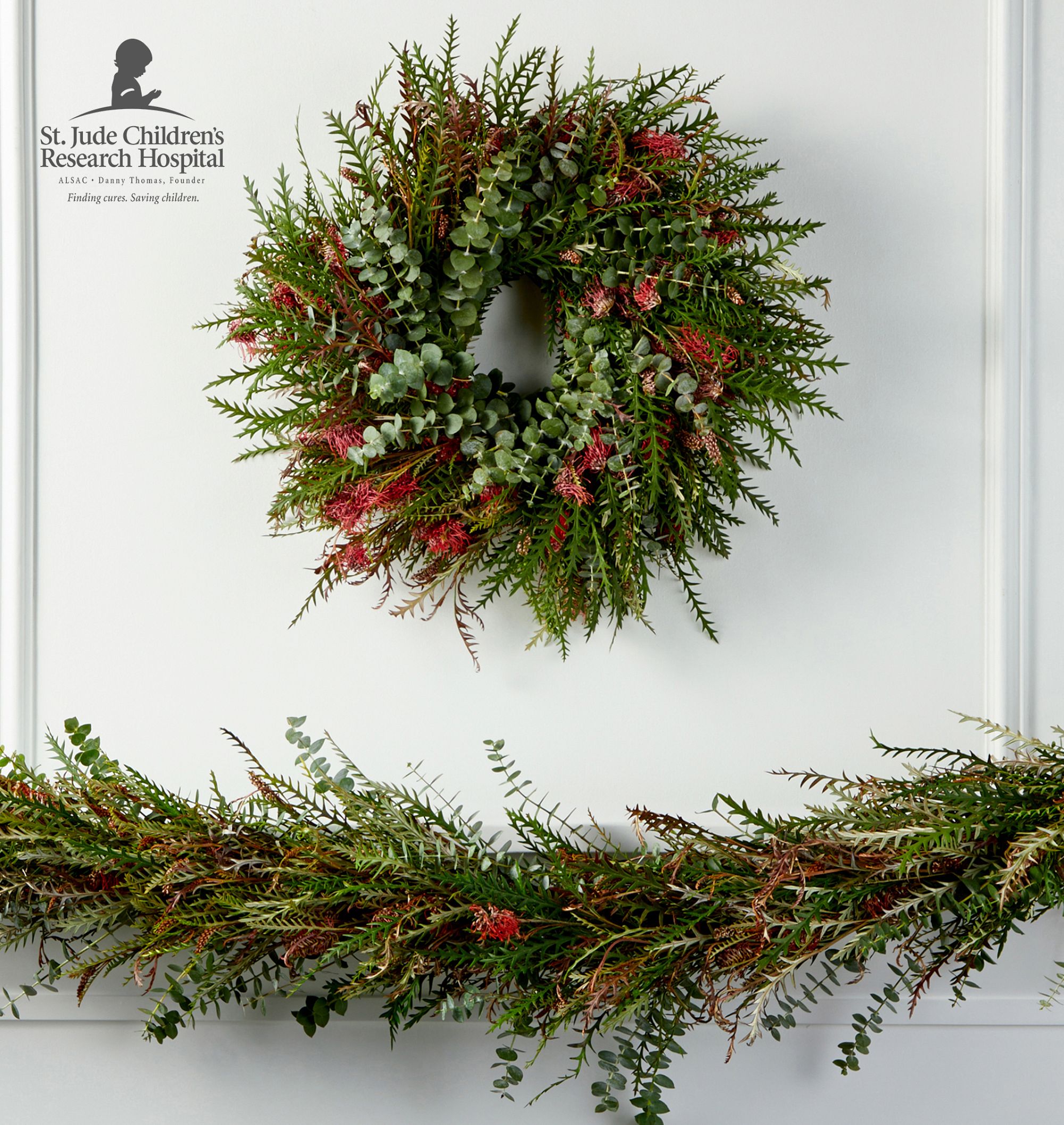 Alt image 1 for Live Grevillea &amp; Baby Blue Eucalyptus Garland and Wreath