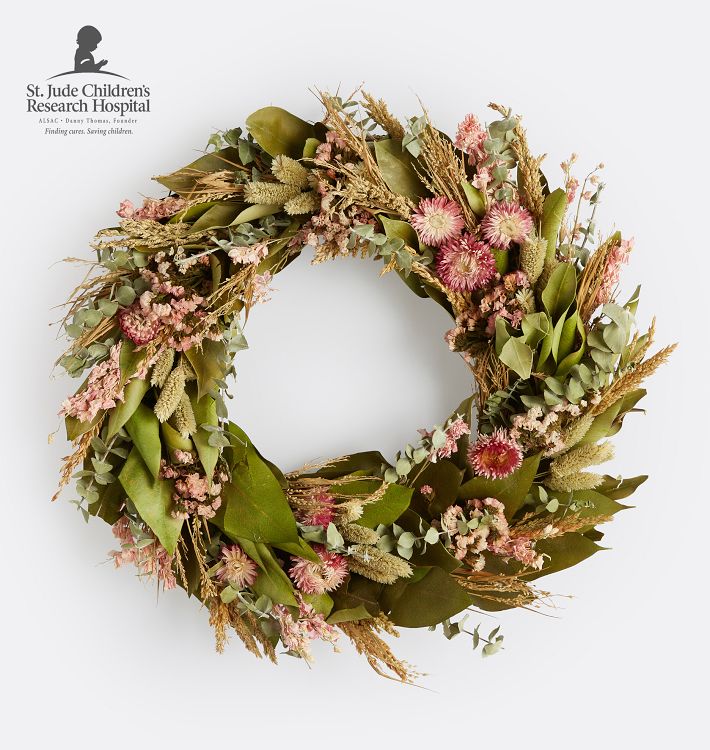 Blush Coralbell Dried Wreath, 20"