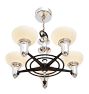 Vintage Chromed Art Deco 5-Light Cup Shade Chandelier