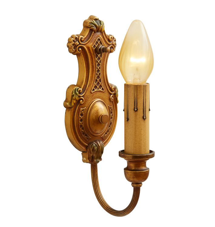 Vintage Classical Revival Polychrome Candle Sconce