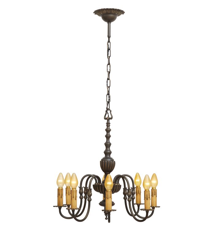 Antique Bronze Classical Revival 8-Light Chandelier