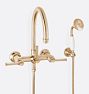 Miramar Lever Wall Mounted Tub Filler With Handshower, Satin Bronze PVD