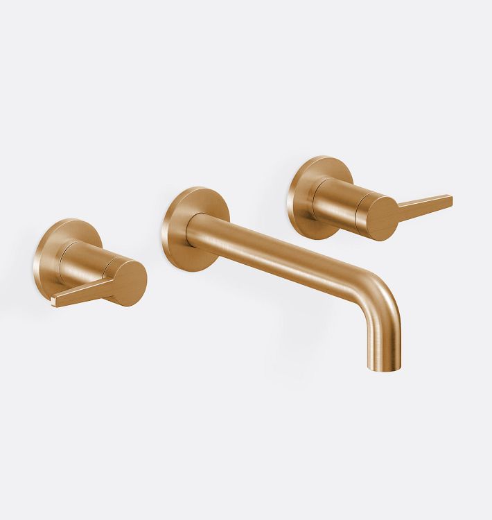 D Street Widespread Wall Mount Faucet, 6.5" - Satin Bronze PVD