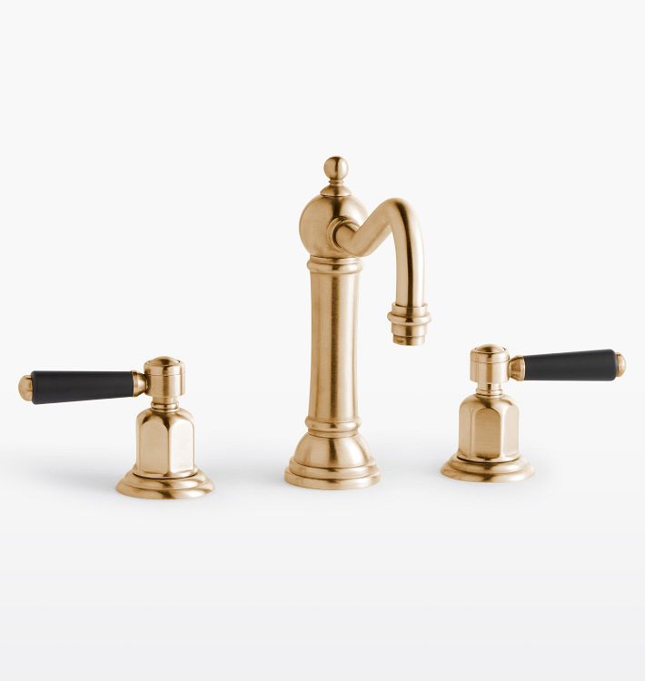 Montecito Black Lever Handle Widespread Bathroom Faucet, Satin Bronze PVD