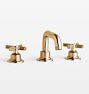 Descanso Short Spout Cross Handle Widespread Bathroom Faucet, Satin Bronze PVD