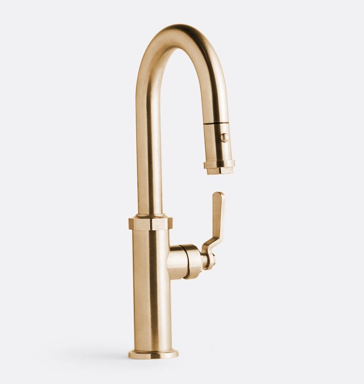 Descanso Works Pull Down Kitchen Prep Faucet with Button Sprayer, Satin Bronze PVD