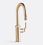 Descanso Works Pull Down Kitchen Prep Faucet with Button Sprayer, Satin Bronze PVD