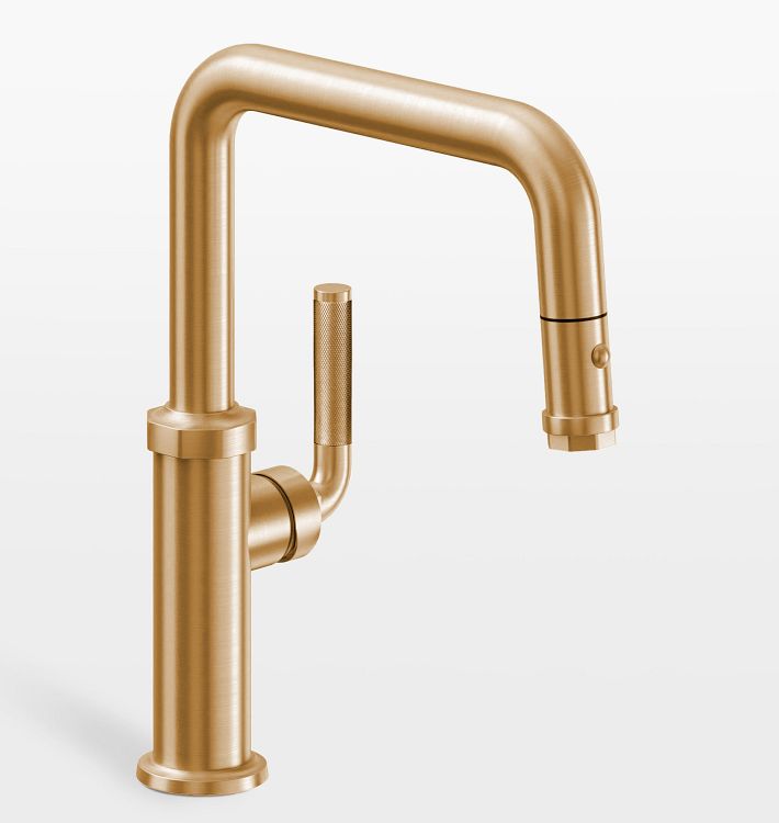 Descanso Quad Neck Pull Down Kitchen Faucet, Satin Bronze PVD