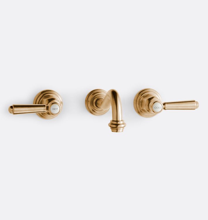 Montecito Lever Handle Widespread Wall Mount Faucet, 6.5" - Satin Bronze PVD