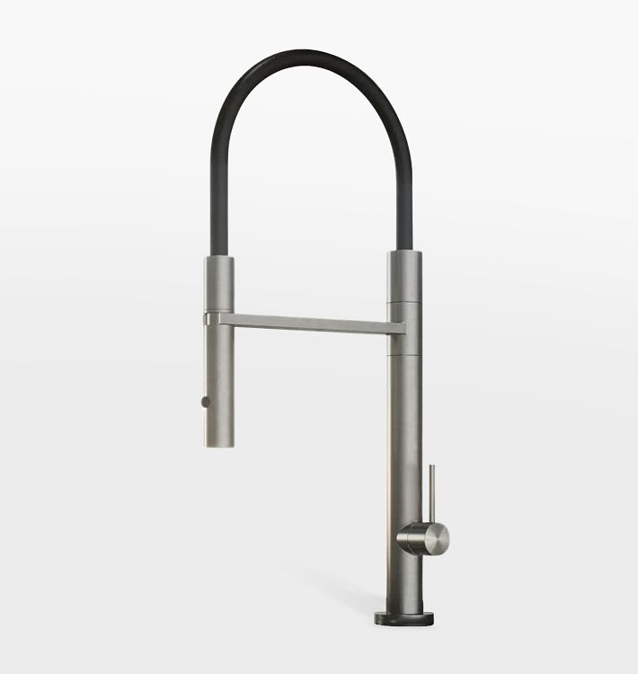 Schaeffer Outdoor Kitchen Faucet with Button Sprayer, Brushed Stainless Steel