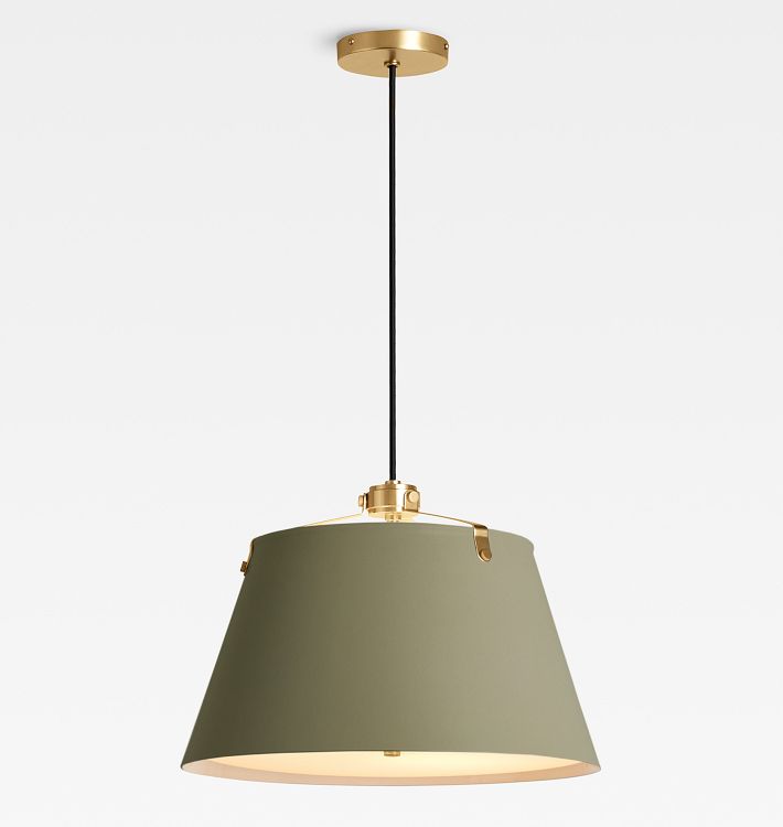 Oslo 18" Pendant, Aged Brass - 18" Matte Moss Shade - 32" Length