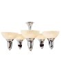 Vintage Art Deco Chromed 5-Light Cup Shade Chandelier