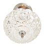 Vintage Chromed Semi-Flush Fixture with Prismatic Pressed Glass Shade